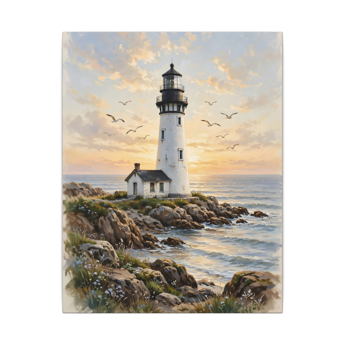 Lighthouse at Golden Hour Canvas Wall Art