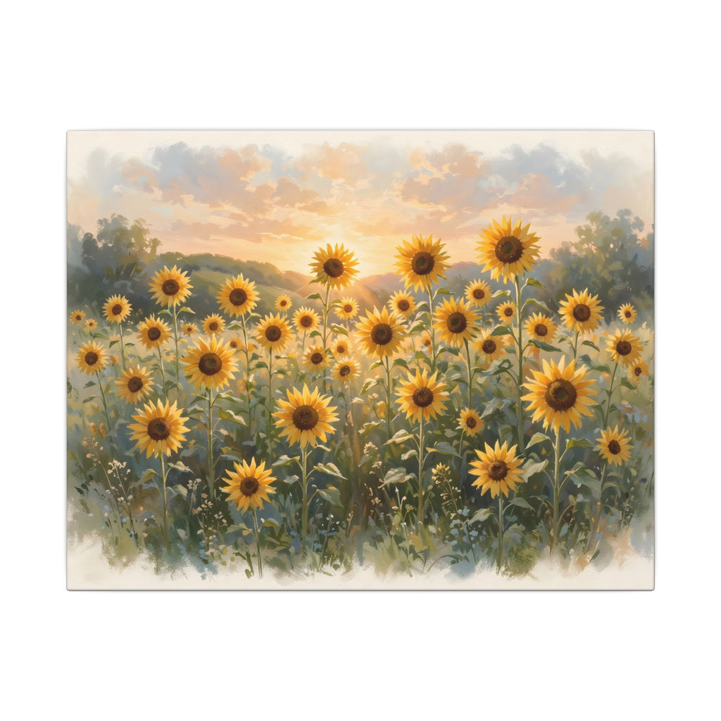 Sunflower Field at Sunset Canvas Wall Art