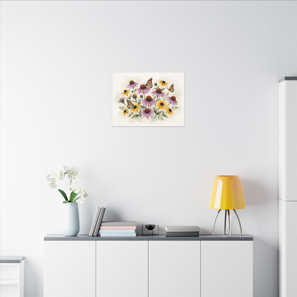 Monarch Butterflies and Wildflowers Canvas Wall Art – Style 2