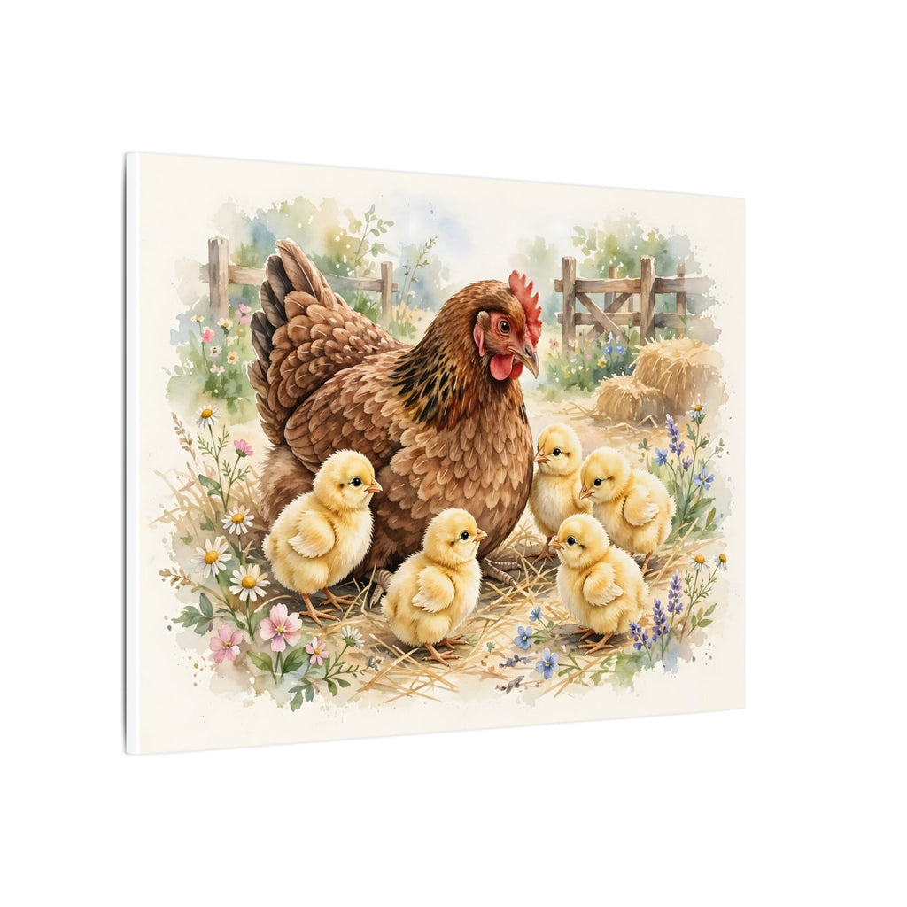 Hen and Chicks in the Barnyard Canvas Wall Art – Style 2
