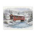 Snowy Covered Bridge Canvas Wall Art – Style 2
