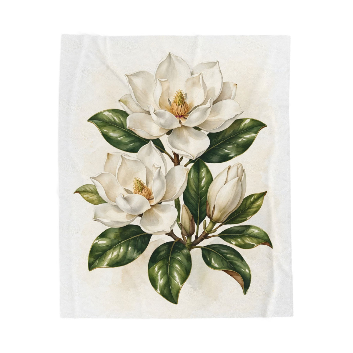 Magnolia Blossoms Velveteen Plush Blanket – Style 2