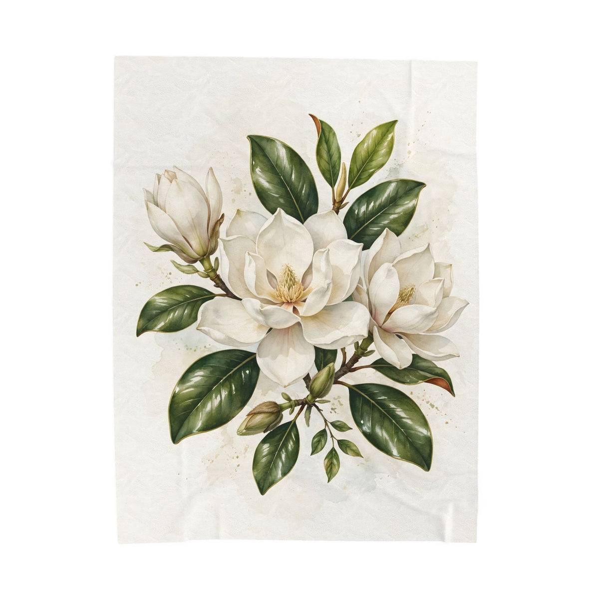 Magnolia Blossoms Velveteen Plush Blanket