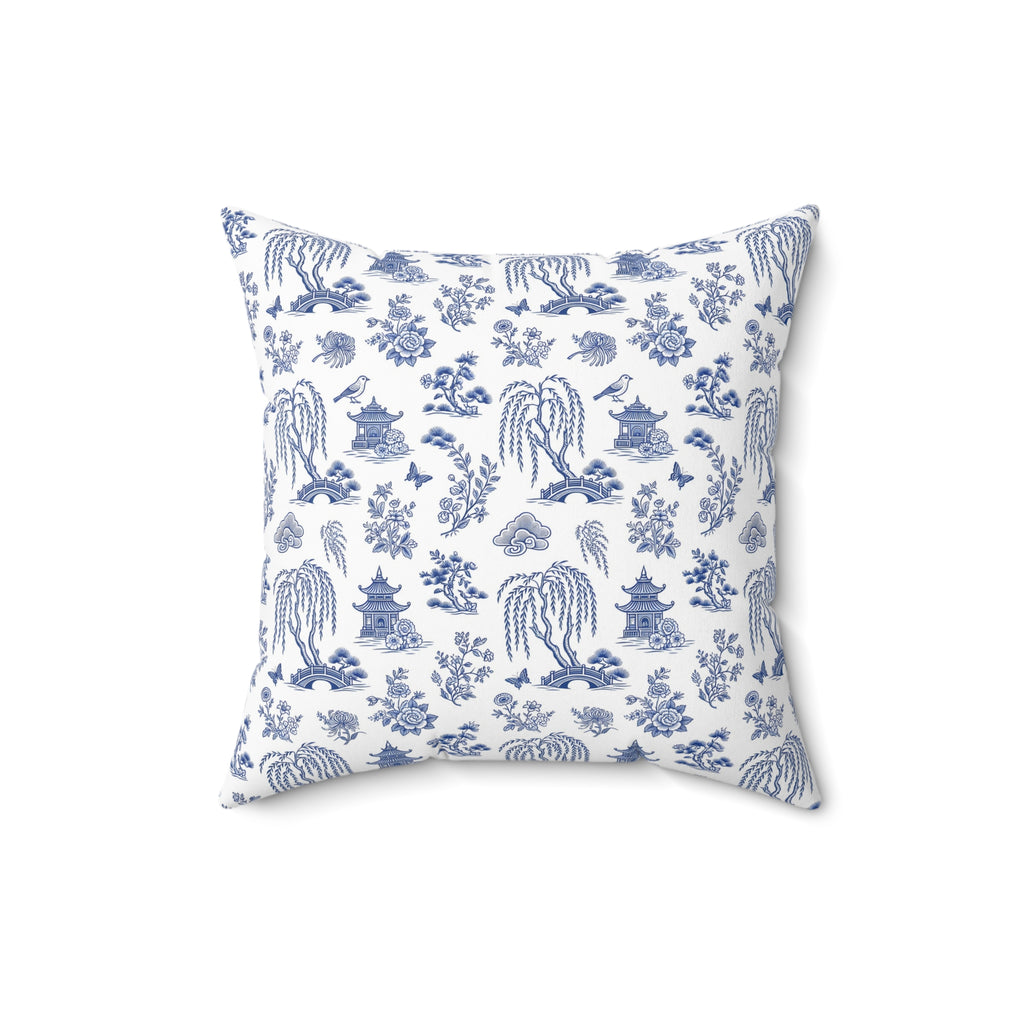 Blue Willow China Pattern Throw Pillow – Style 2