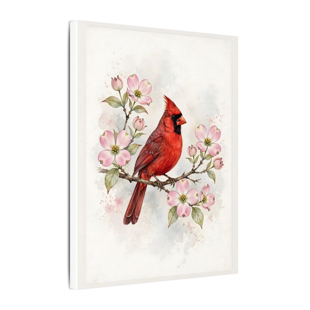 Cardinal on a Spring Branch Canvas Wall Art – Style 2