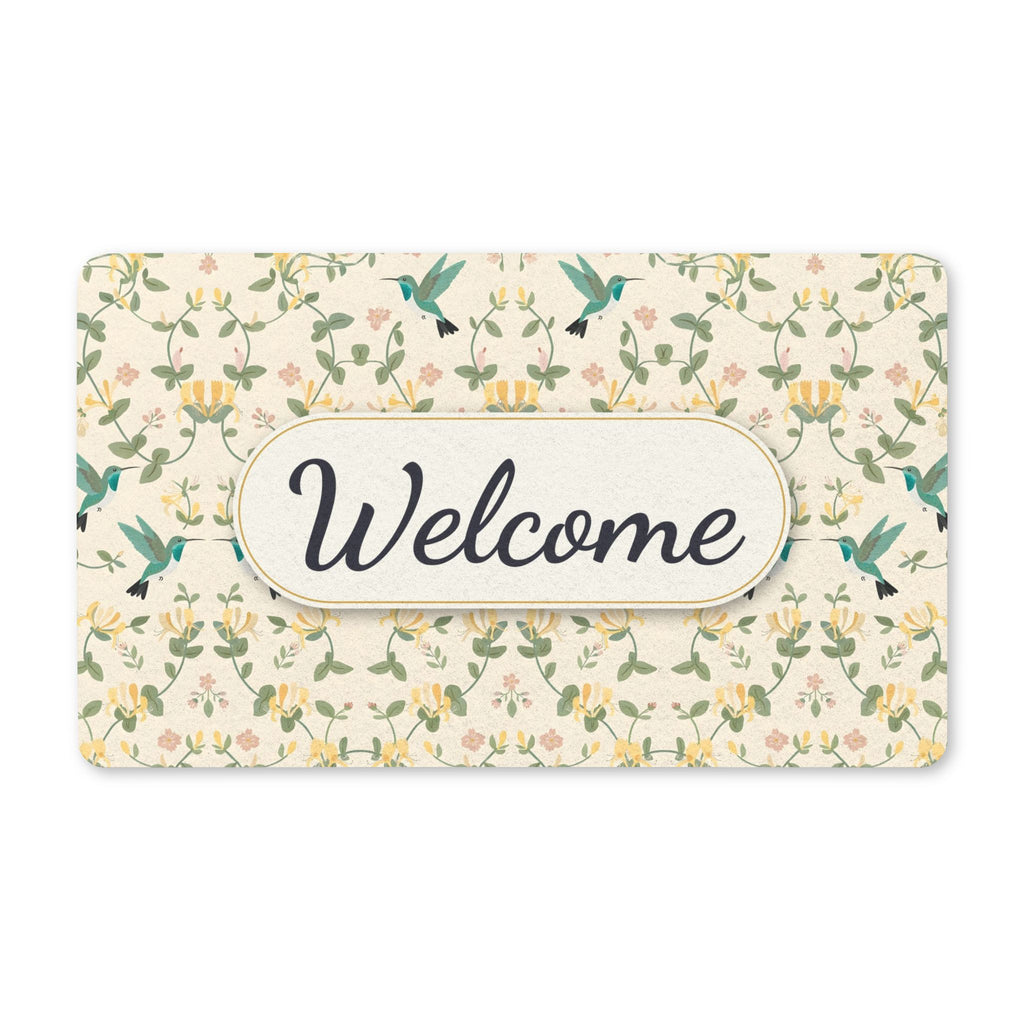 Hummingbirds and Honeysuckle Pattern Welcome Doormat