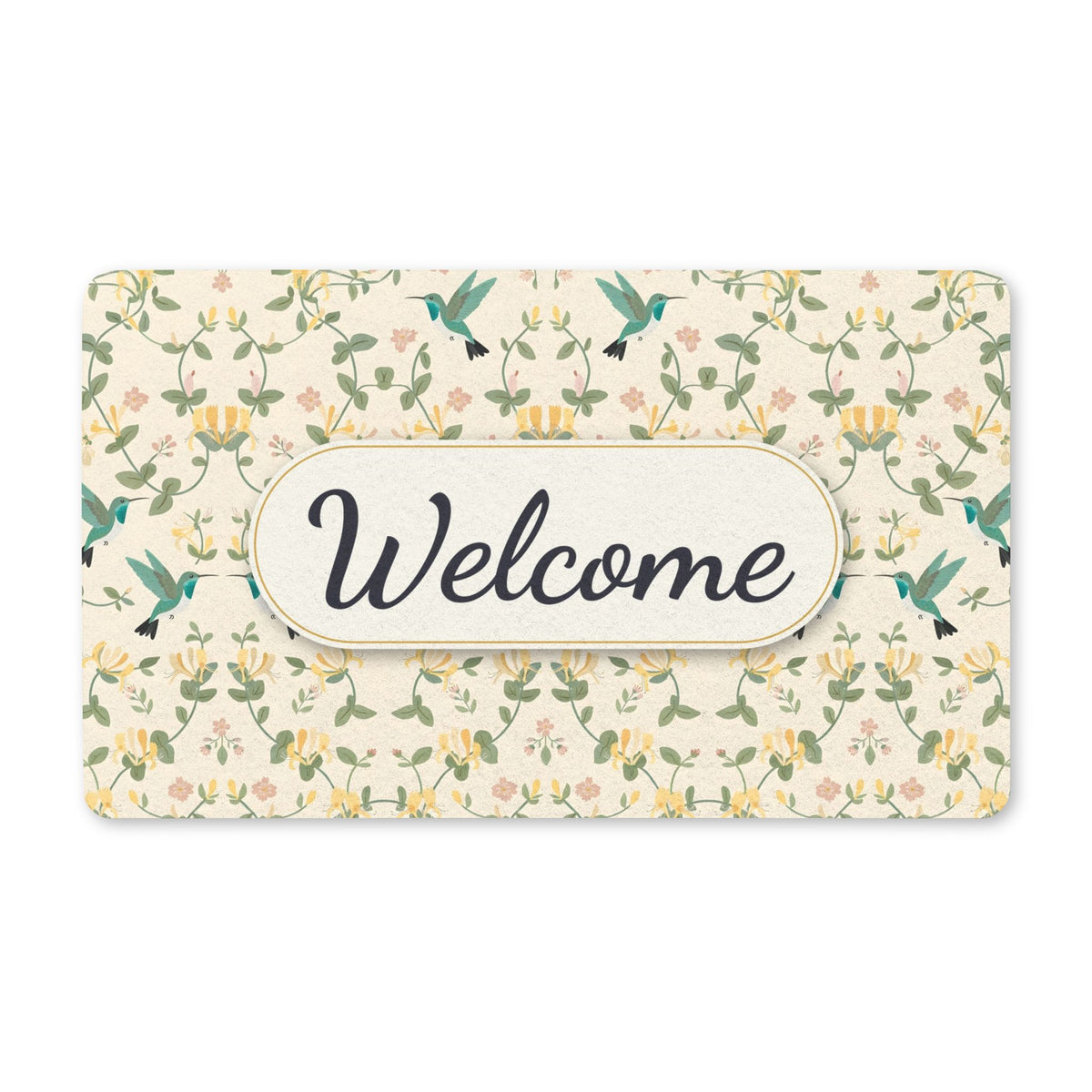 Hummingbirds and Honeysuckle Pattern Welcome Doormat
