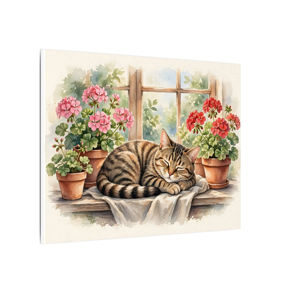 Tabby Cat in the Window Garden Canvas Wall Art