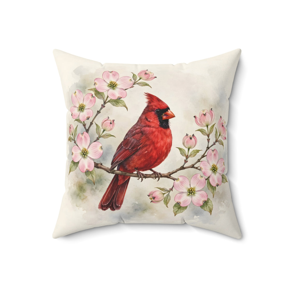 Cardinal on a Spring Branch Throw Pillow – Style 2