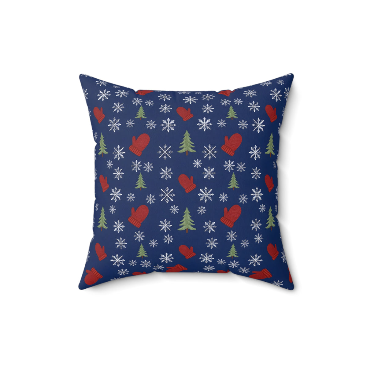 Snowflakes and Mittens Pattern Throw Pillow
