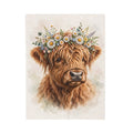 Highland Cow with Flower Crown Velveteen Plush Blanket