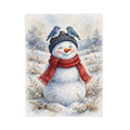 Winter Snowman and Bluebirds Velveteen Plush Blanket