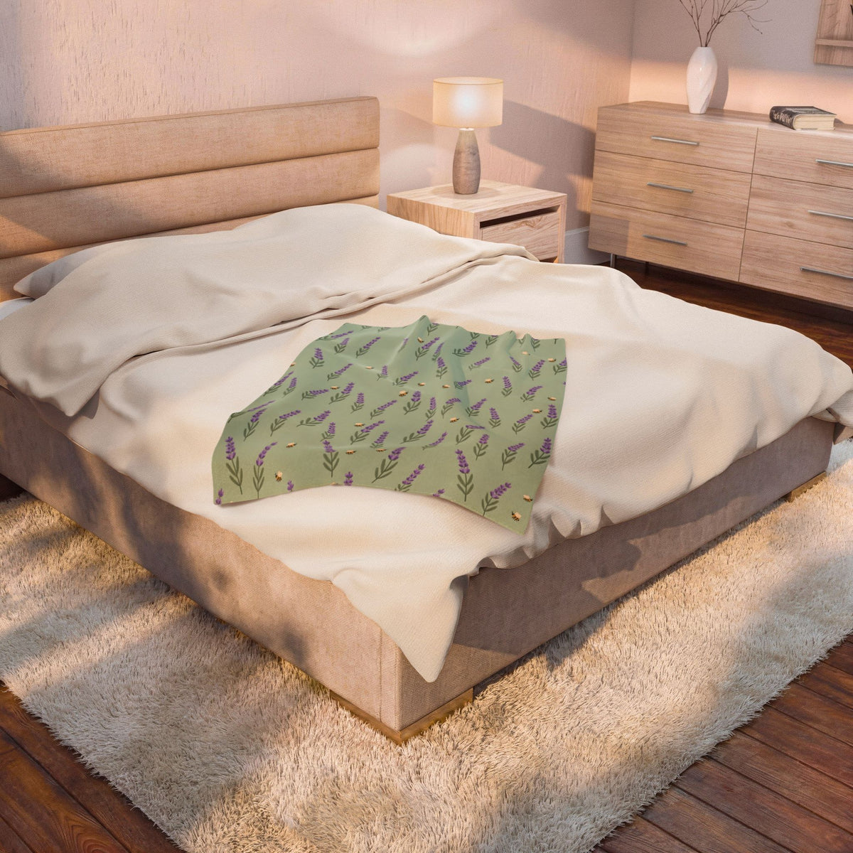 Lavender Sprigs Pattern Velveteen Plush Blanket – Style 2