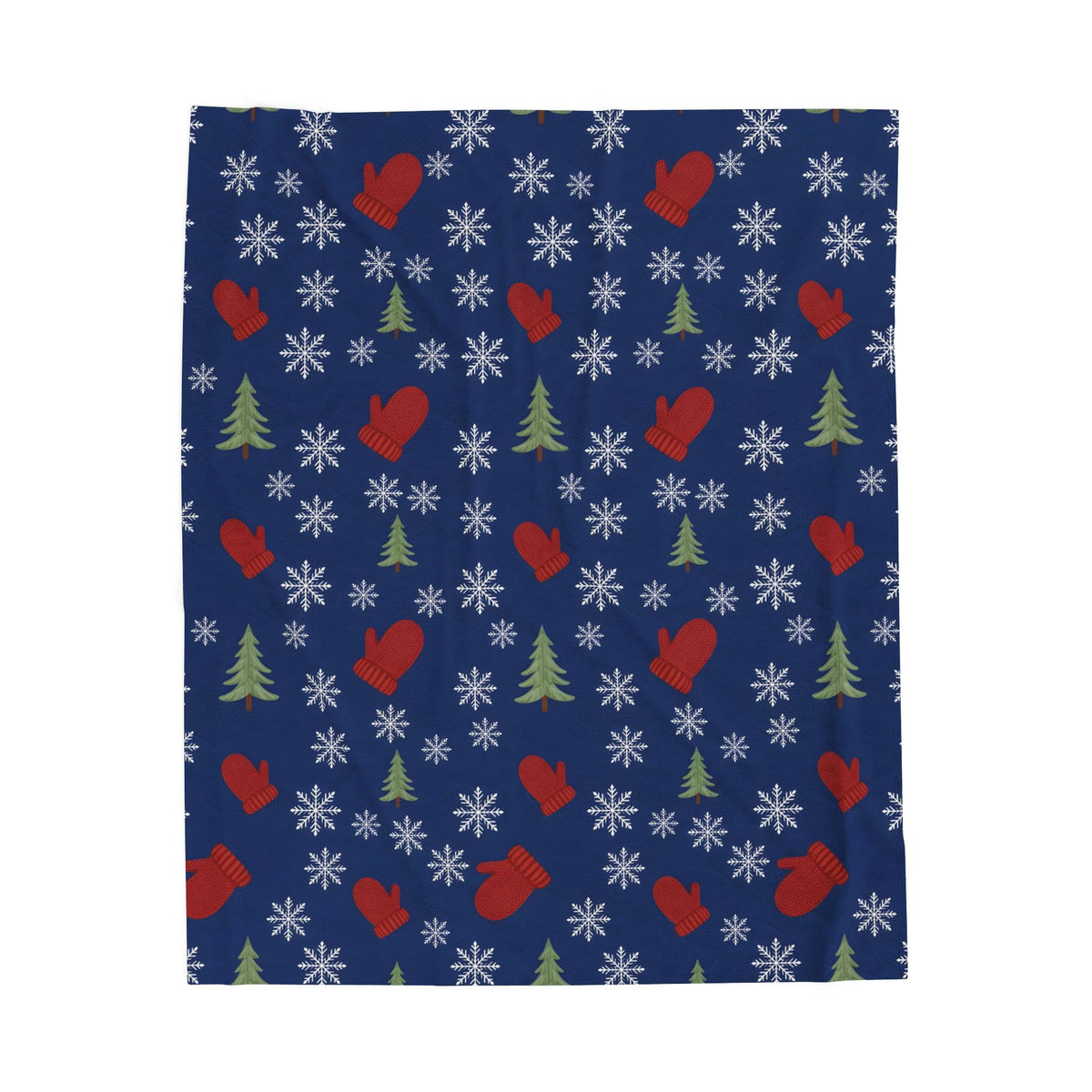 Snowflakes and Mittens Pattern Velveteen Plush Blanket
