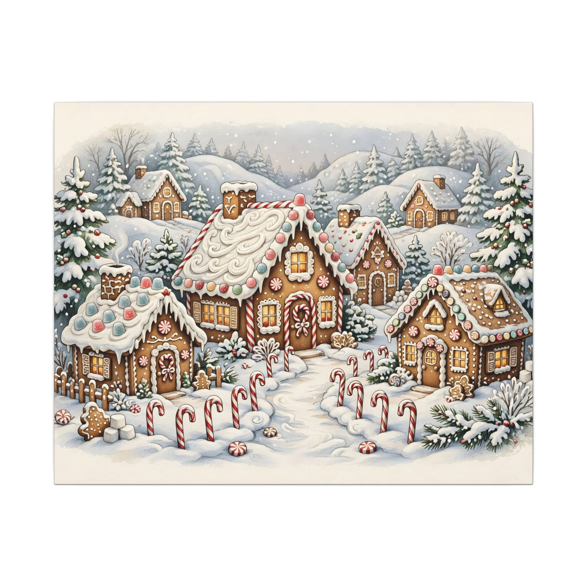 Gingerbread Village Canvas Wall Art – Style 2