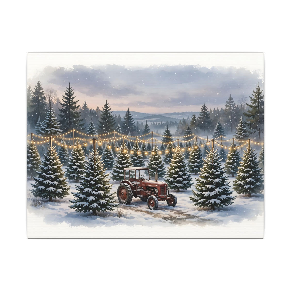 Christmas Tree Farm at Dusk Canvas Wall Art