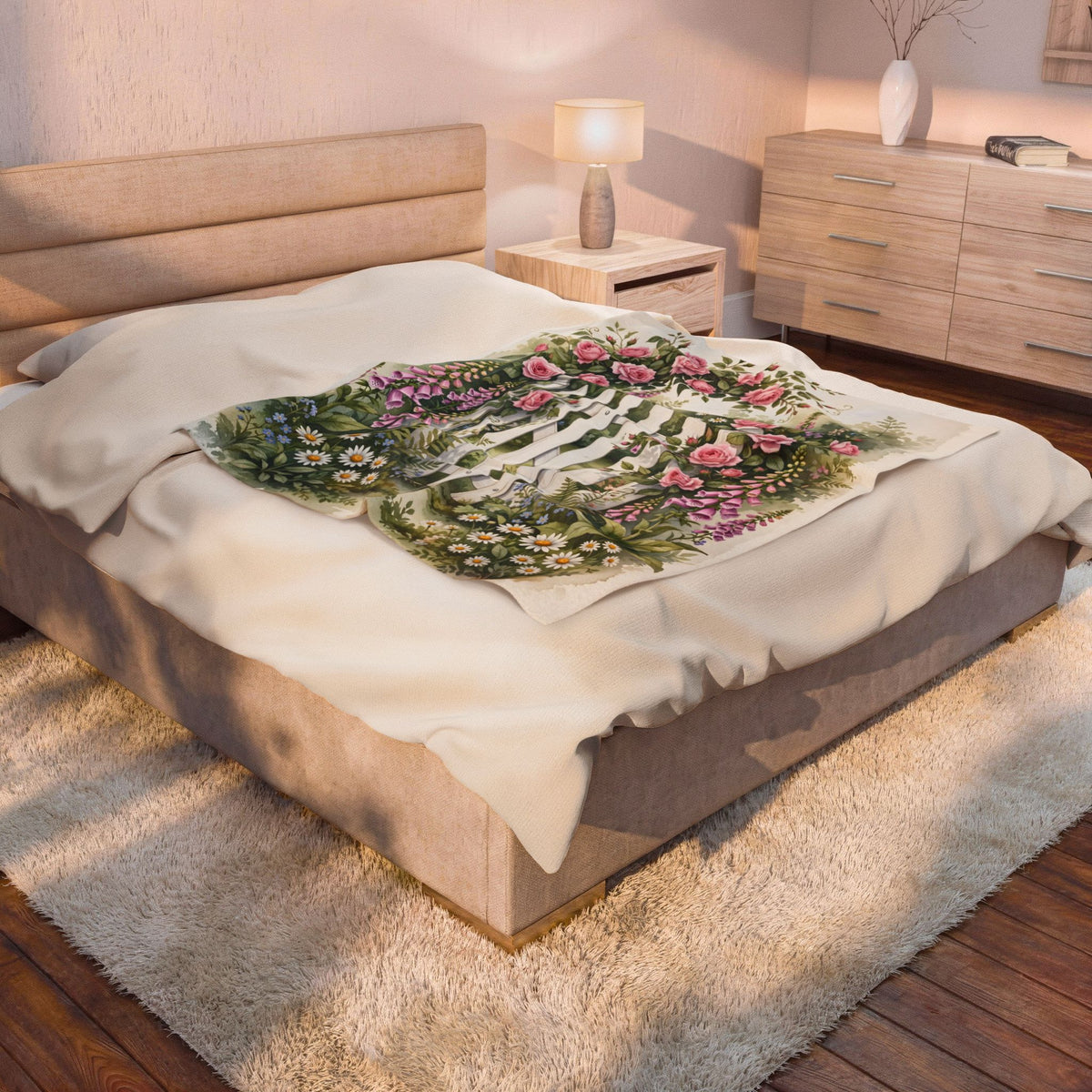 Cottage Garden Gate Velveteen Plush Blanket – Style 2