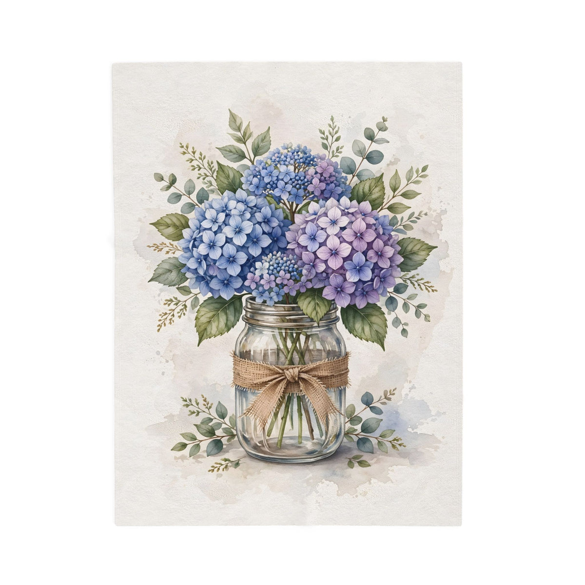 Blue Hydrangeas in a Mason Jar Velveteen Plush Blanket