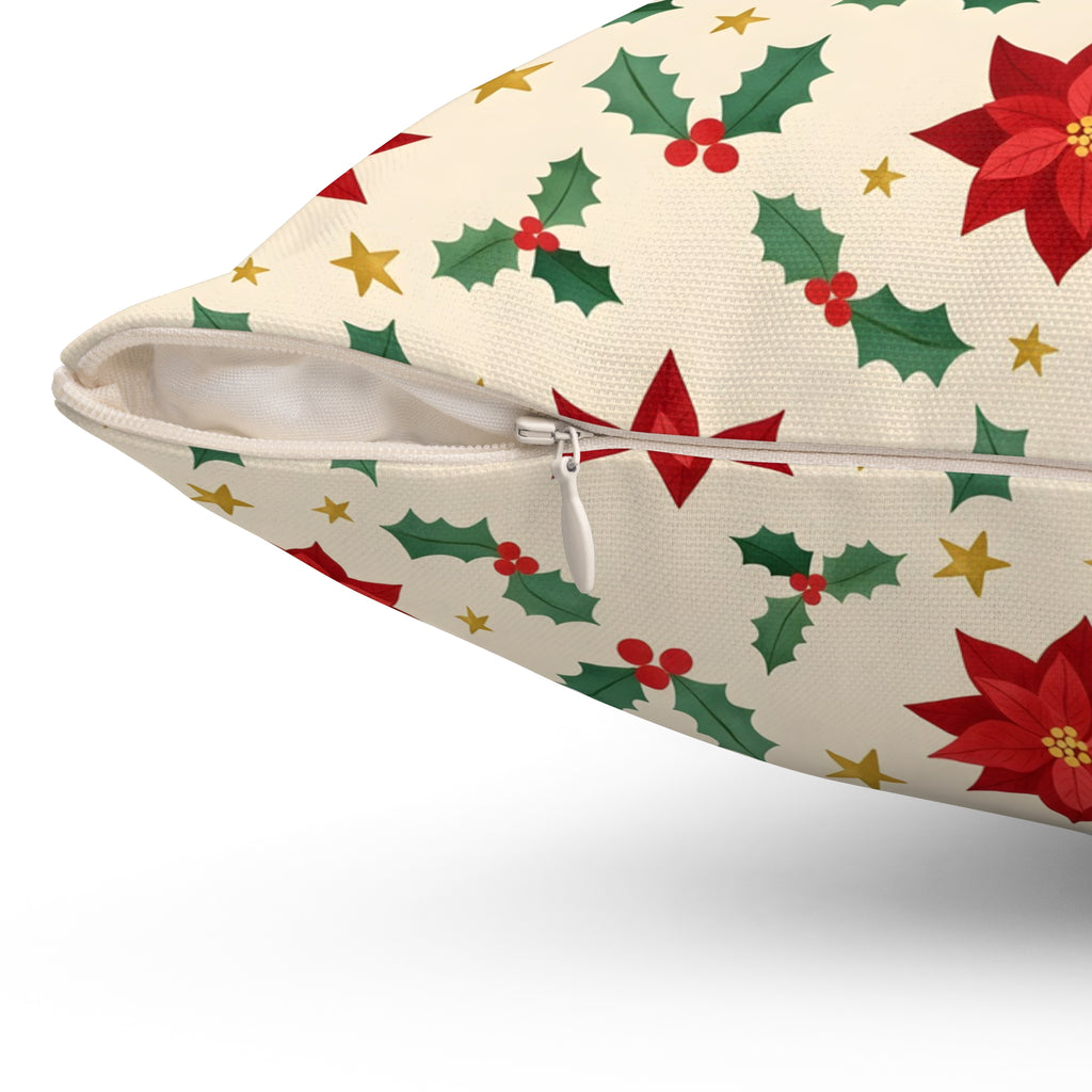 Christmas Poinsettia Pattern Throw Pillow – Style 2