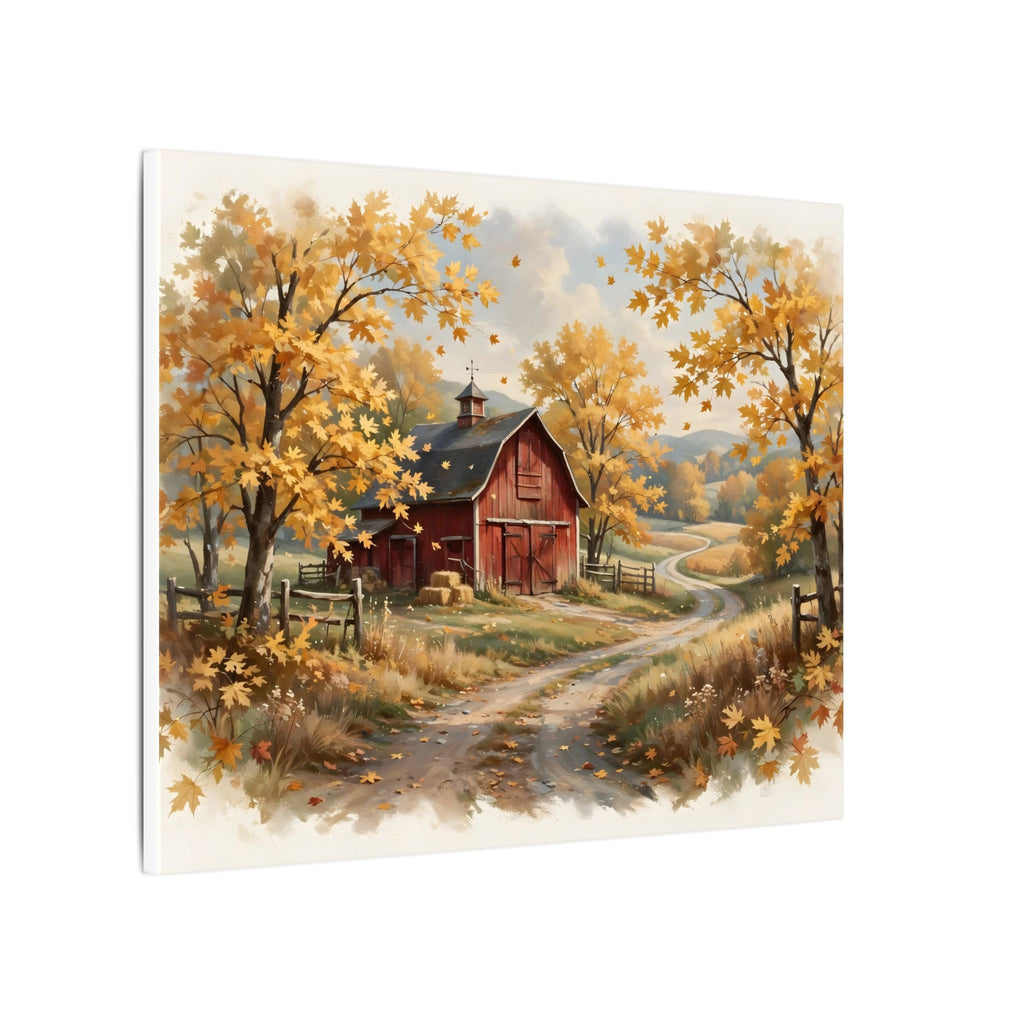 Autumn Red Barn Landscape Canvas Wall Art