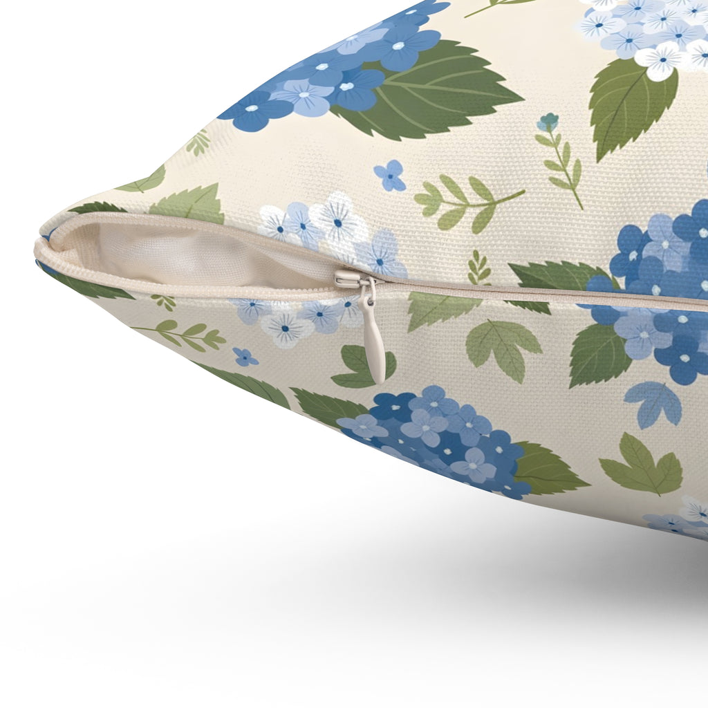 Hydrangea Blue Floral Pattern Throw Pillow – Style 2