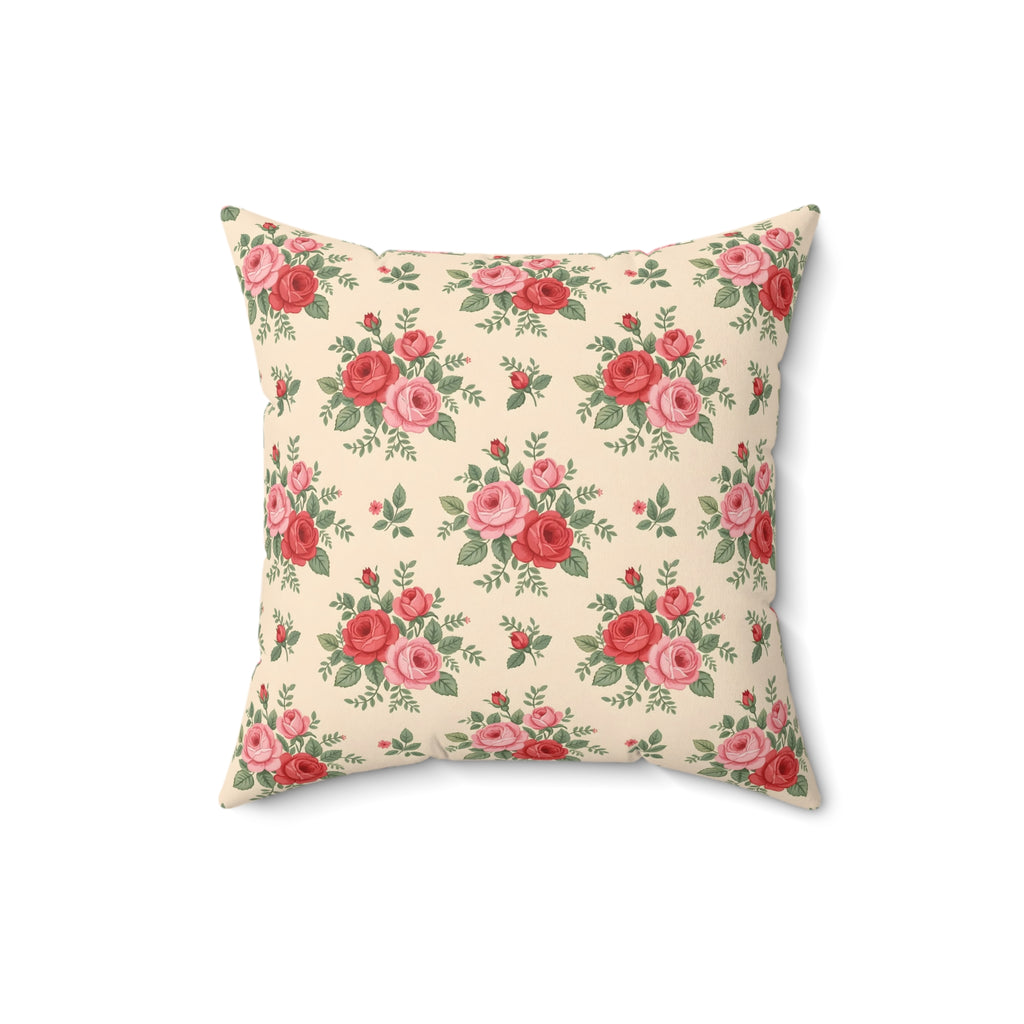 English Rose Chintz Pattern Throw Pillow – Style 2