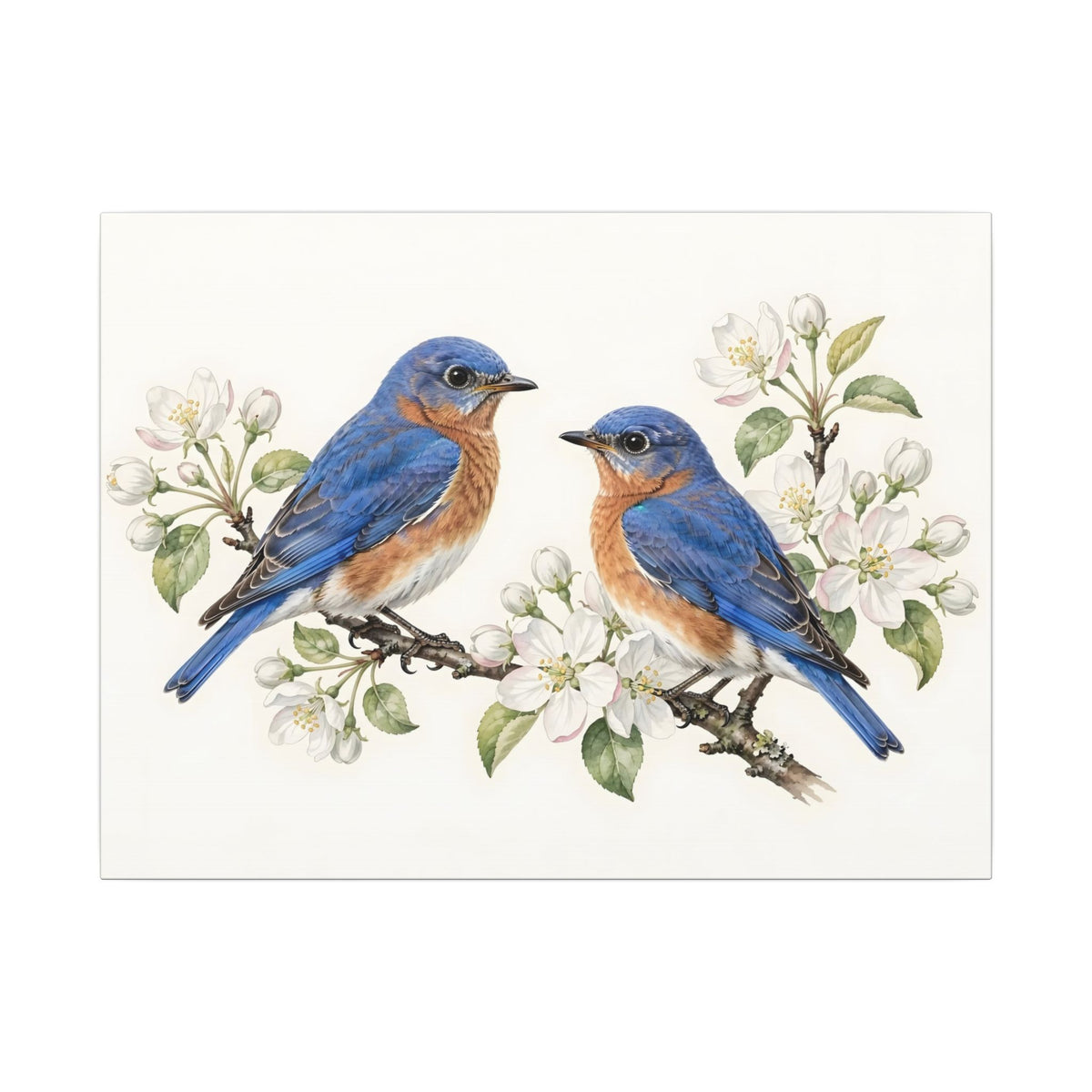 Bluebirds on a Blossom Branch Canvas Wall Art – Style 2