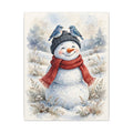 Winter Snowman and Bluebirds Canvas Wall Art – Style 2