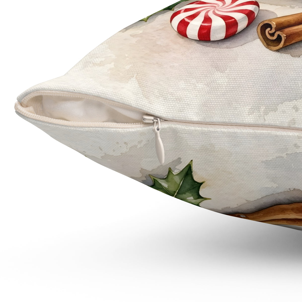 Christmas Teacup with Peppermints Throw Pillow
