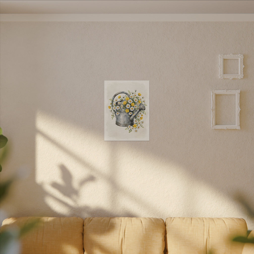 Daisies in a Watering Can Canvas Wall Art