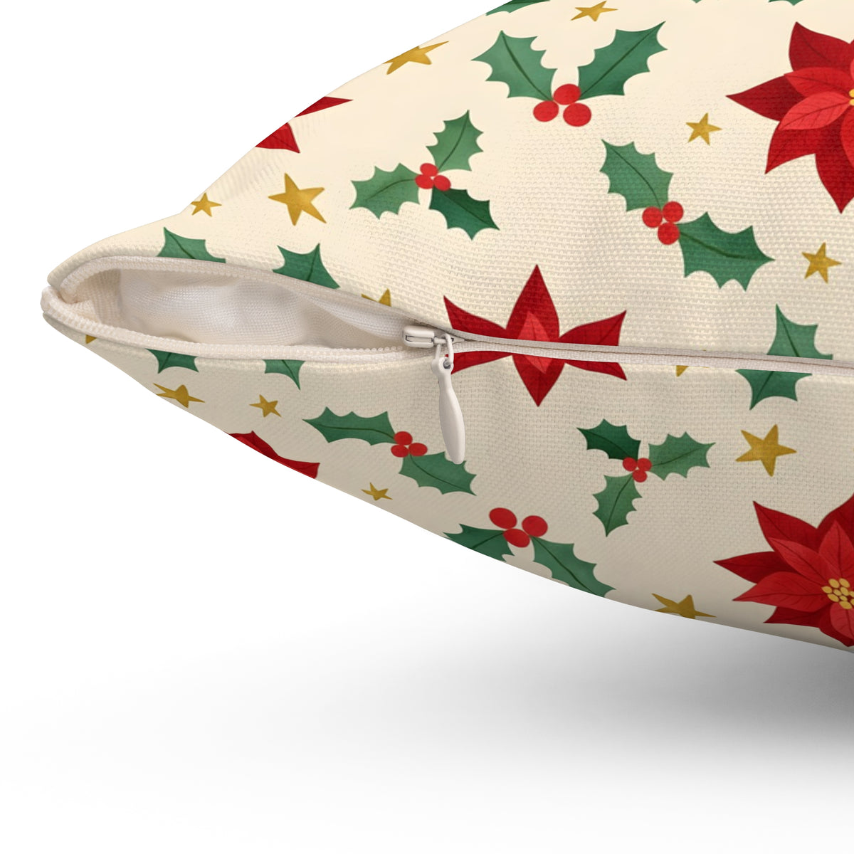 Christmas Poinsettia Pattern Throw Pillow – Style 2