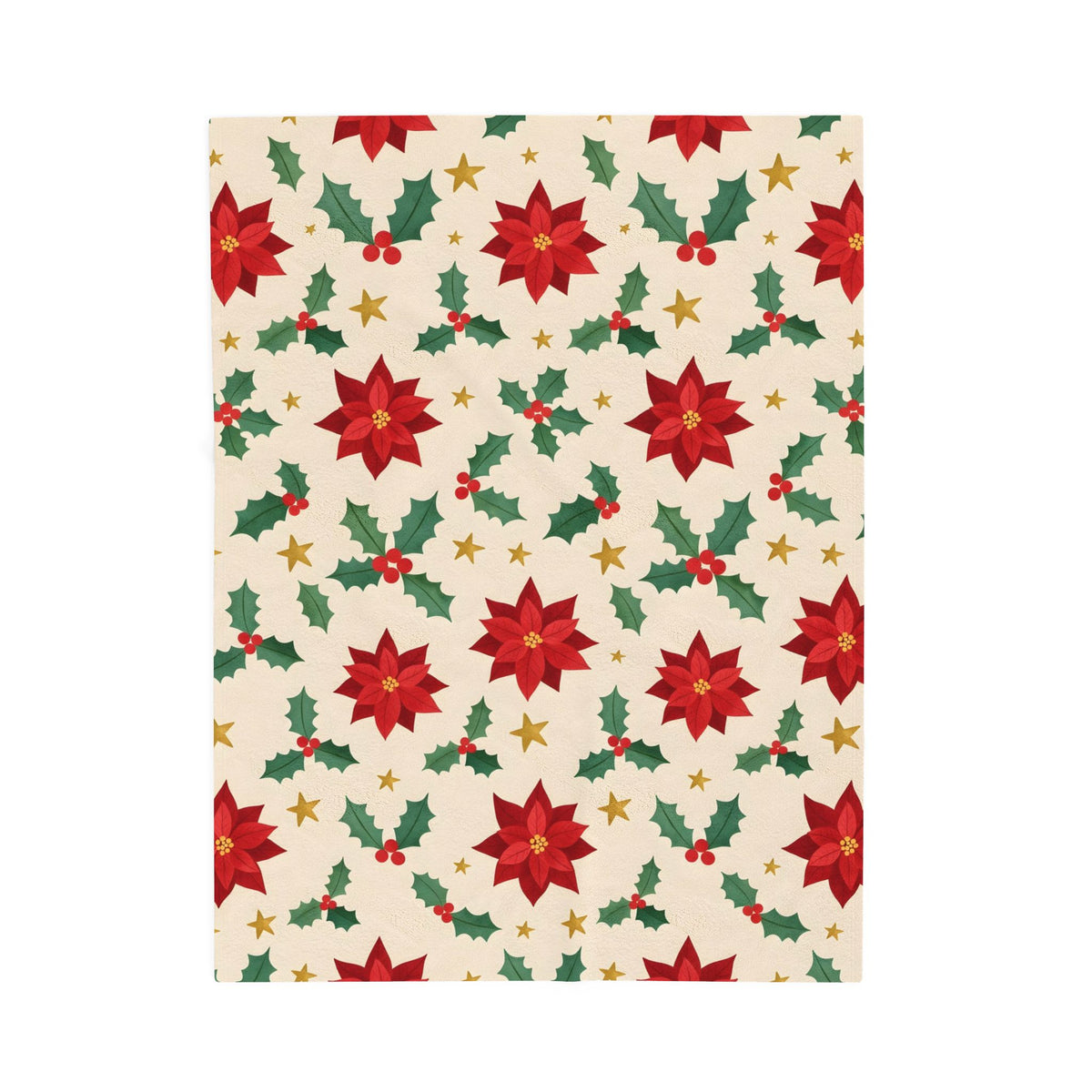 Christmas Poinsettia Pattern Velveteen Plush Blanket – Style 2
