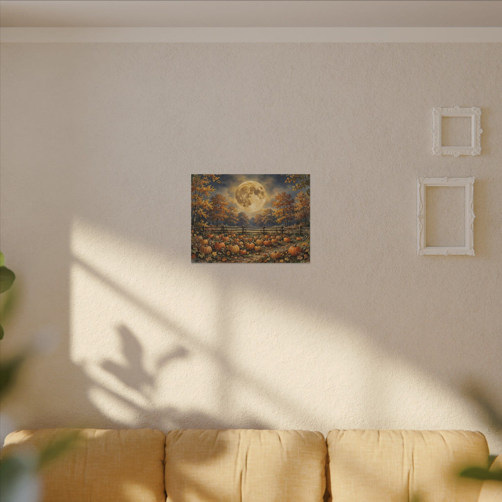 Harvest Moon over the Pumpkin Patch Canvas Wall Art – Style 2