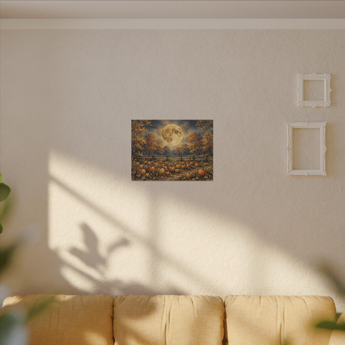 Harvest Moon over the Pumpkin Patch Canvas Wall Art – Style 2