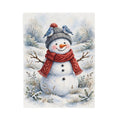 Winter Snowman and Bluebirds Velveteen Plush Blanket – Style 2