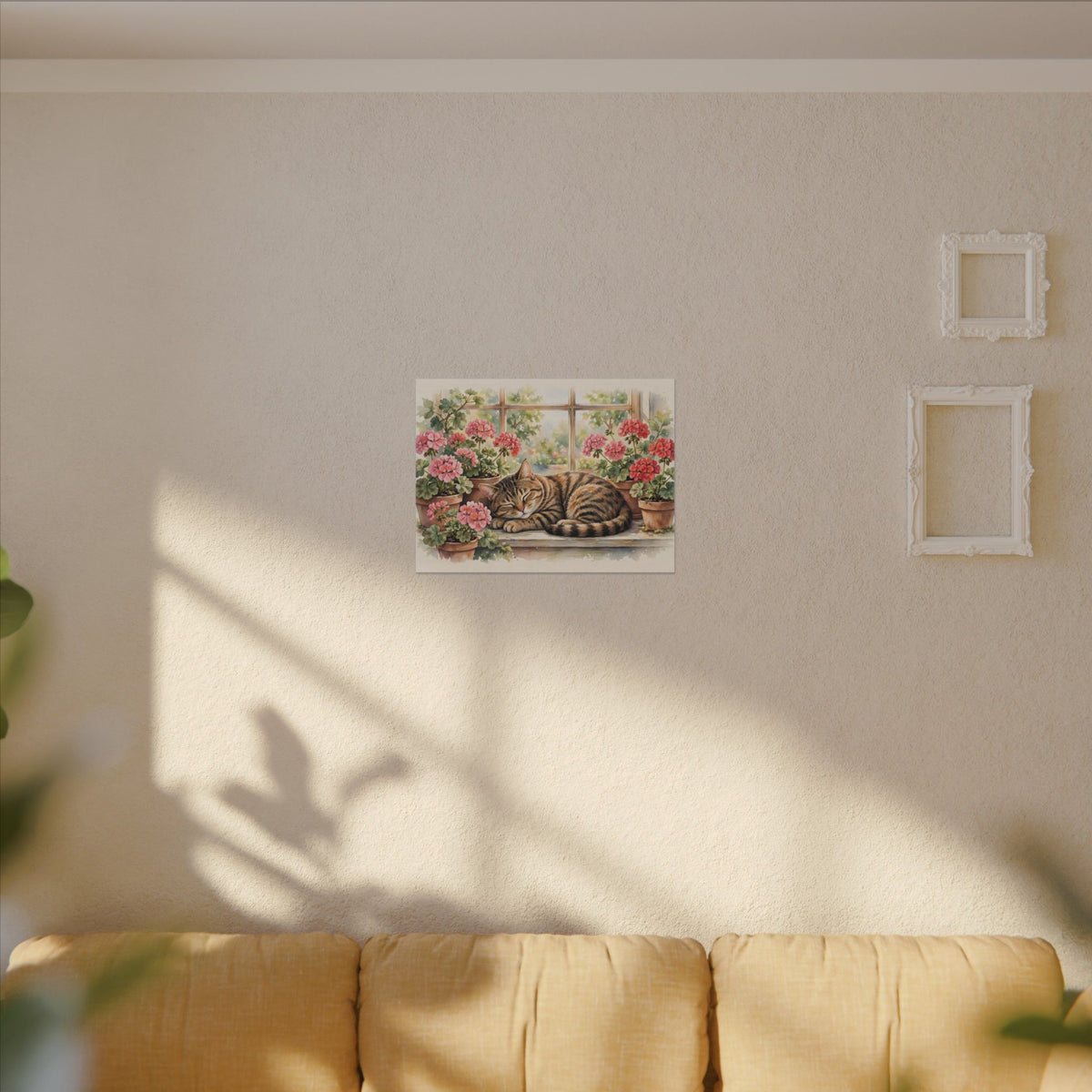Tabby Cat in the Window Garden Canvas Wall Art – Style 2