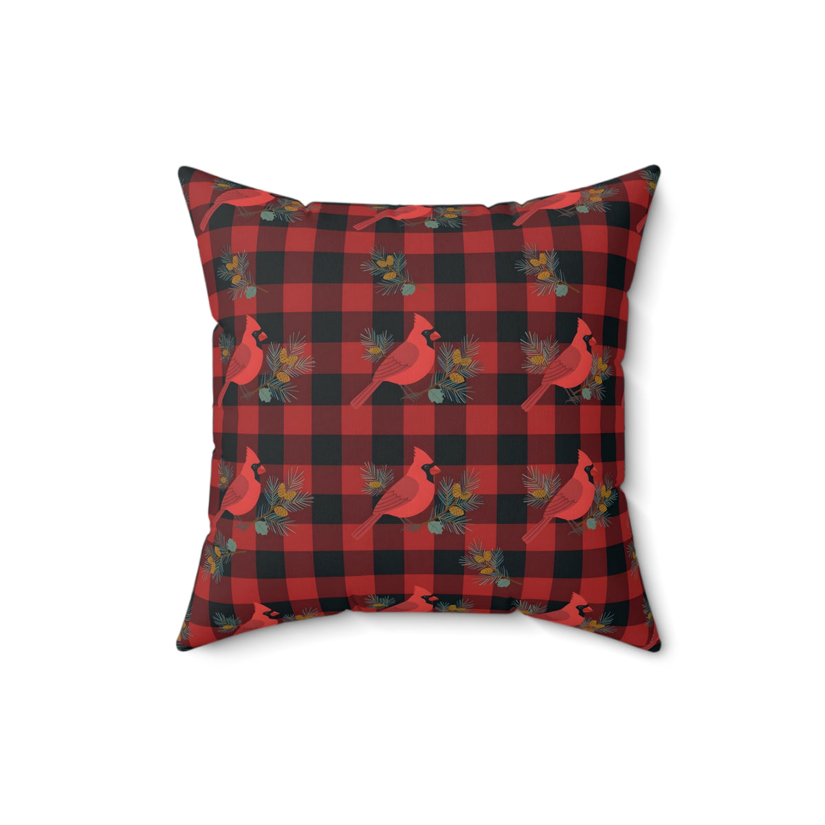 Cardinals and Buffalo Plaid Pattern Throw Pillow