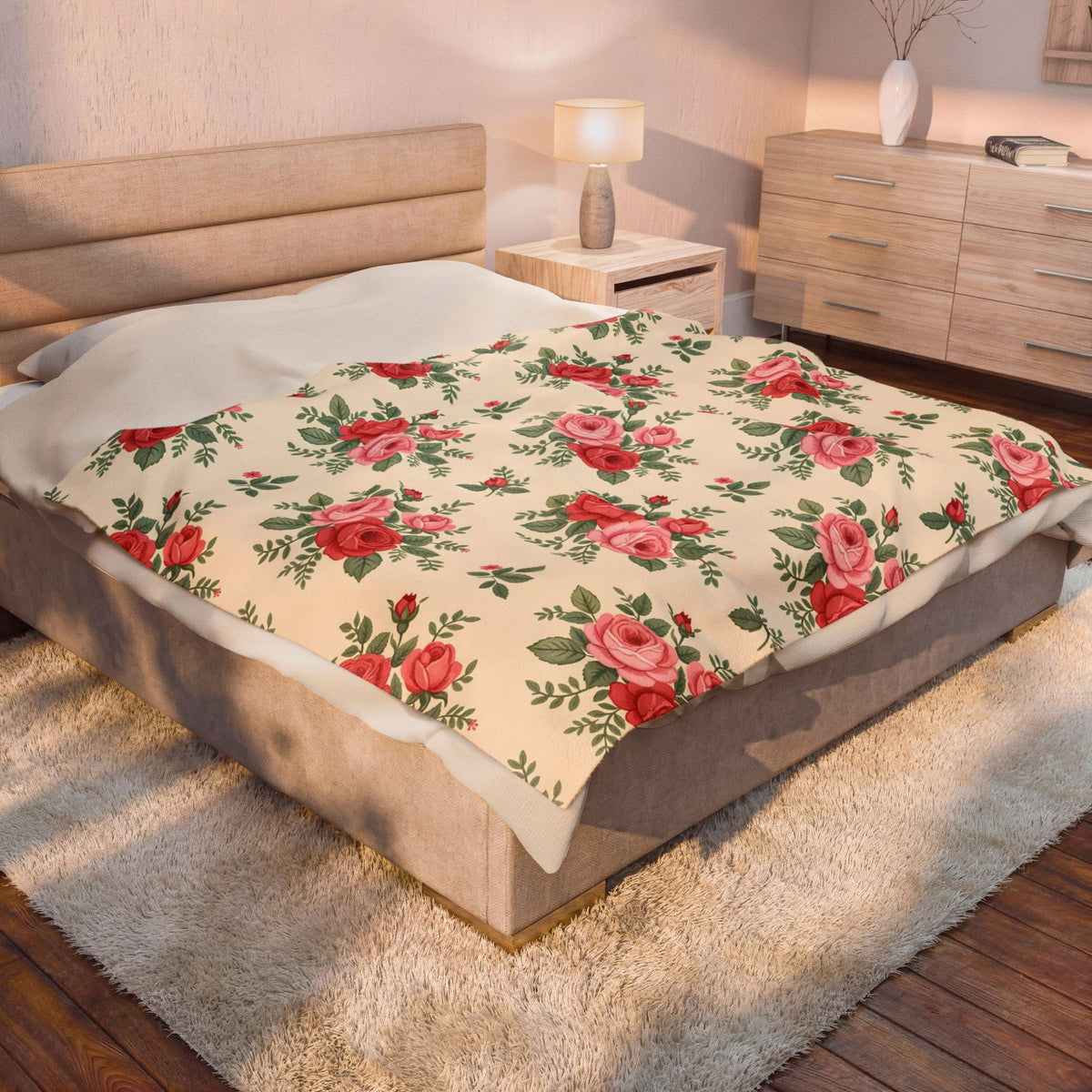 English Rose Chintz Pattern Velveteen Plush Blanket – Style 2