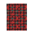 Cardinals and Buffalo Plaid Pattern Velveteen Plush Blanket – Style 2