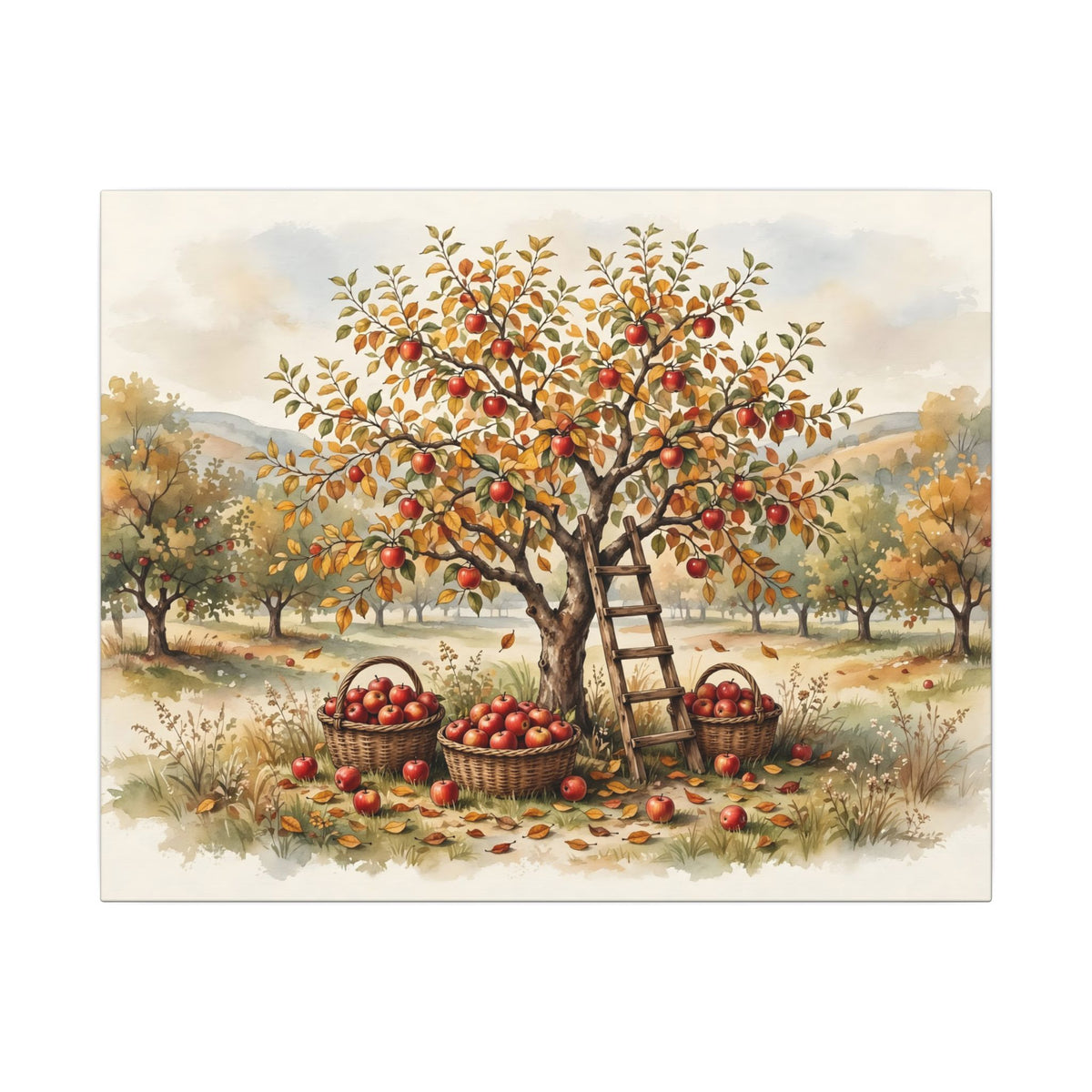 Apple Orchard in Autumn Canvas Wall Art