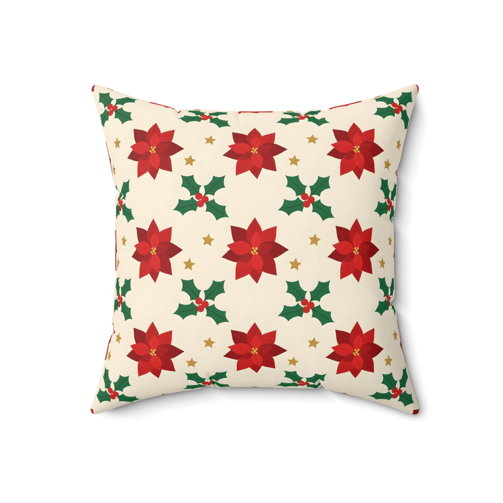 Christmas Poinsettia Pattern Throw Pillow