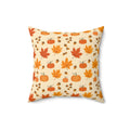 Autumn Leaves and Pumpkins Pattern Throw Pillow