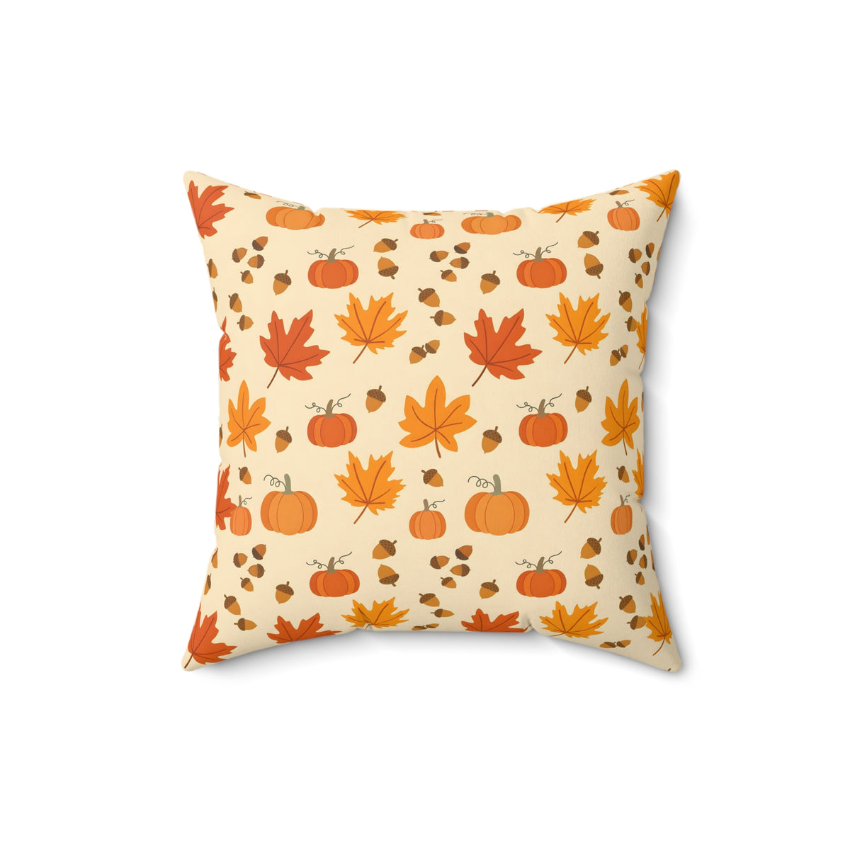 Autumn Leaves and Pumpkins Pattern Throw Pillow