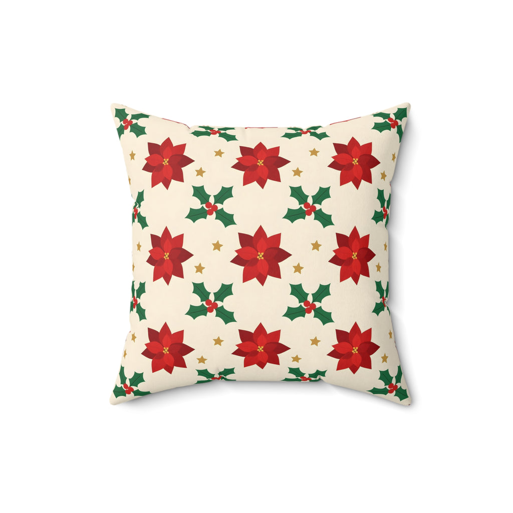 Christmas Poinsettia Pattern Throw Pillow