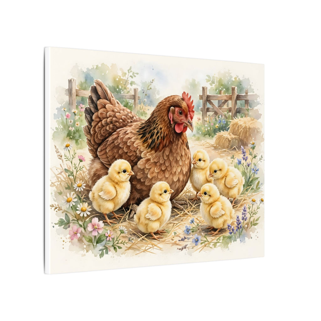Hen and Chicks in the Barnyard Canvas Wall Art – Style 2