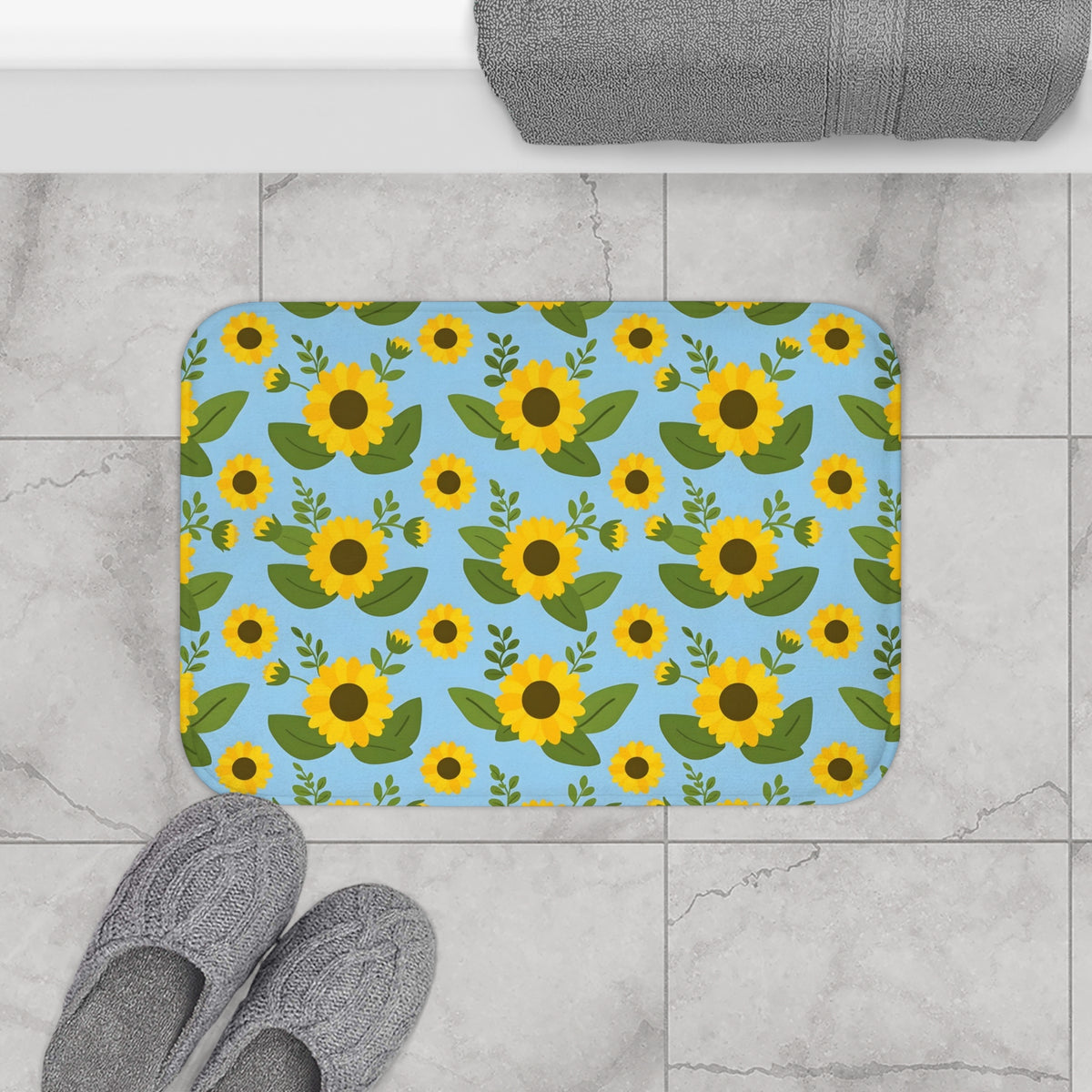 Sunflower Pattern Bath Mat