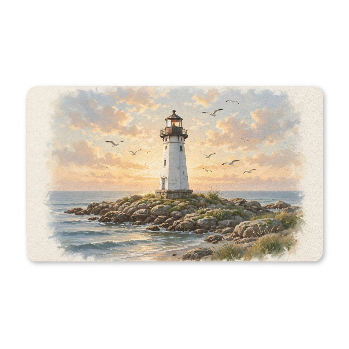 Lighthouse at Golden Hour Doormat