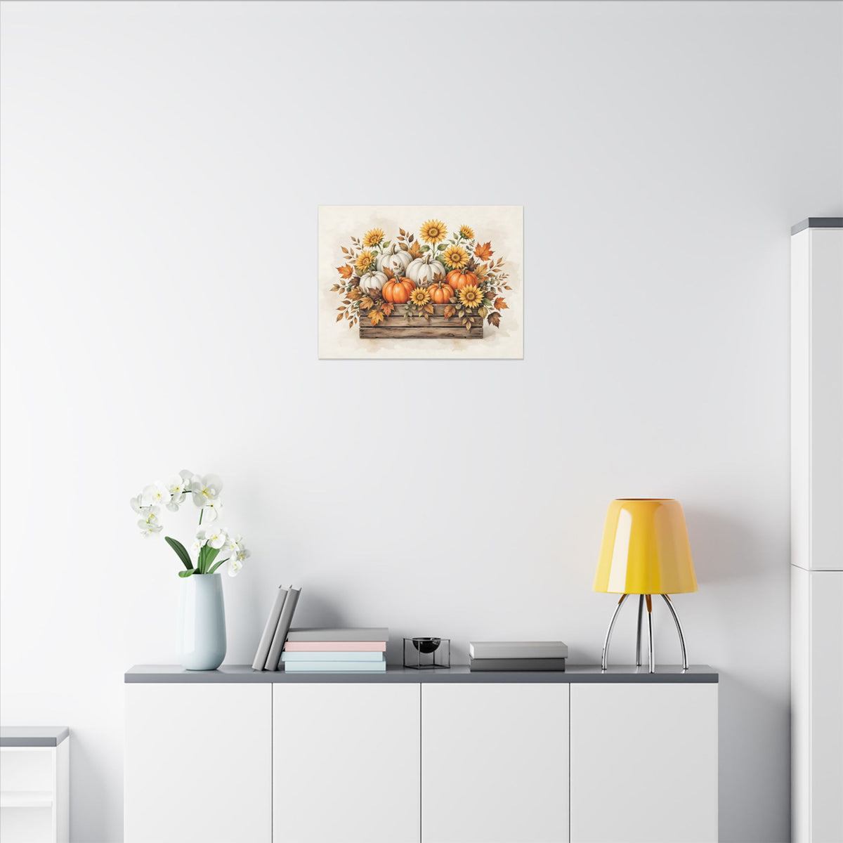 Pumpkins and Sunflowers Harvest Canvas Wall Art – Style 2