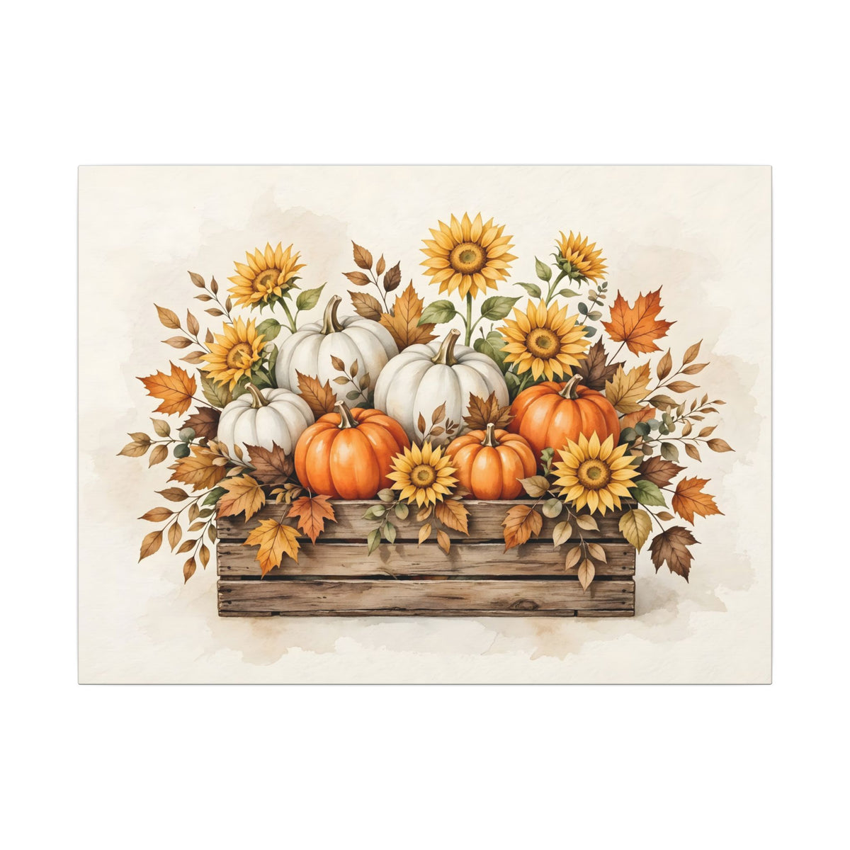Pumpkins and Sunflowers Harvest Canvas Wall Art – Style 2