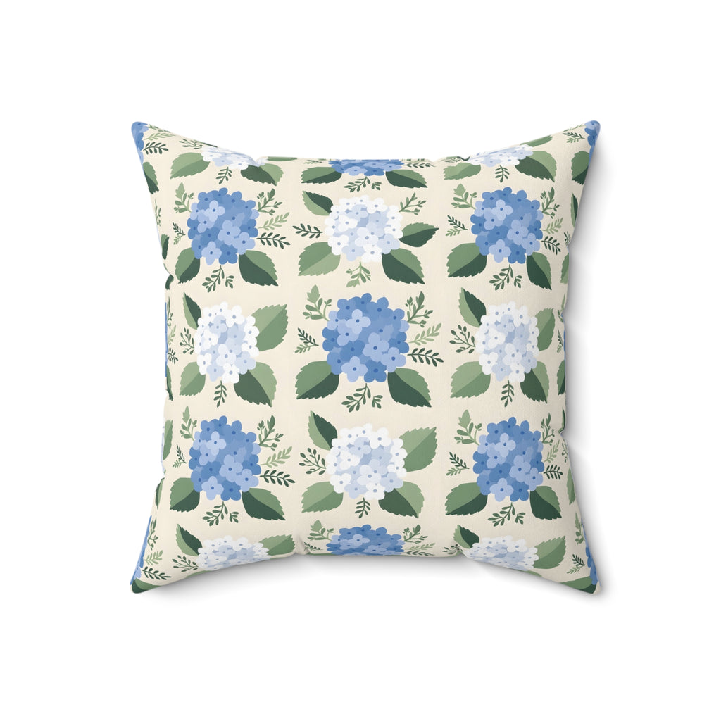 Hydrangea Blue Floral Pattern Throw Pillow